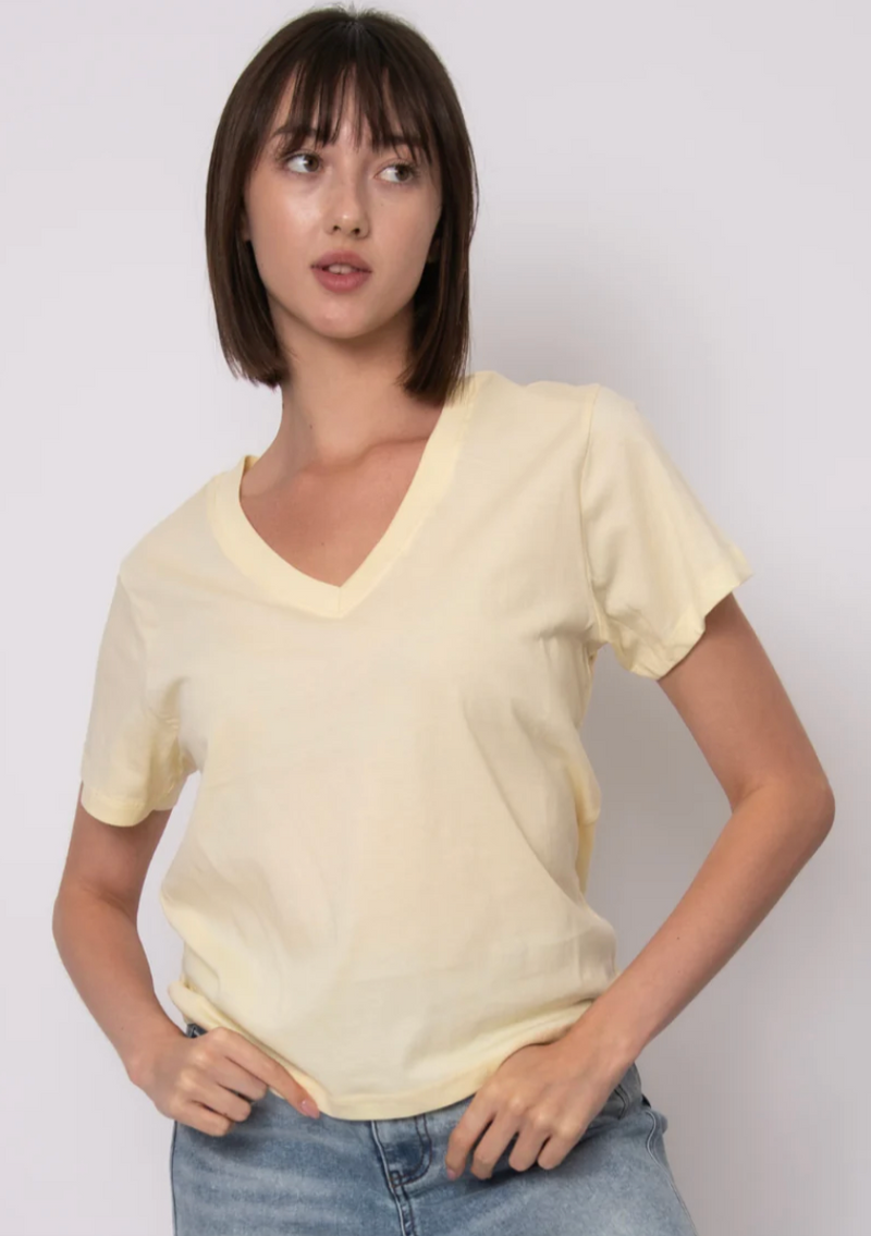 RD Style Milla V Neck Tee Double Cream
