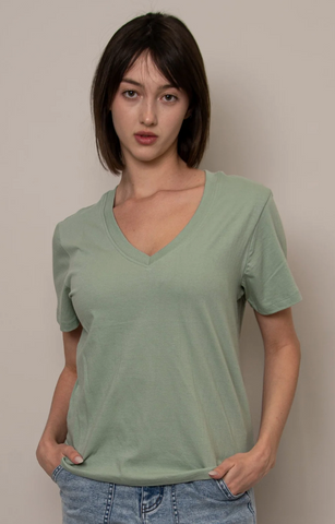 RD Style Milla V Neck Tee Ivy Green