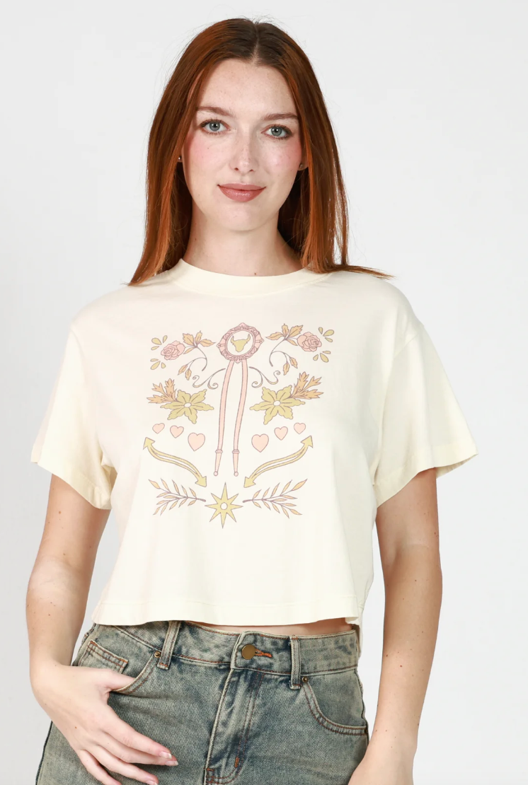 Girl Dangerous Sweetheart Of The Rodeo Oversized Crop Tee Off White