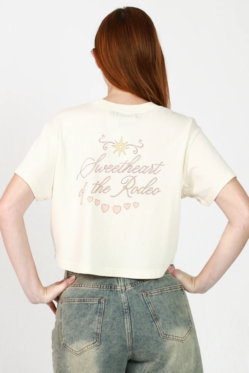Girl Dangerous Sweetheart Of The Rodeo Oversized Crop Tee Off White