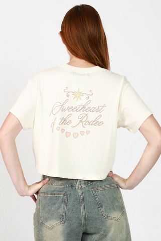 Girl Dangerous Sweetheart Of The Rodeo Oversized Crop Tee Off White
