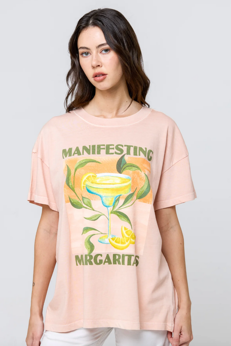 Girl Dangerous Manifesting Margs Oversized Tee Light Peach
