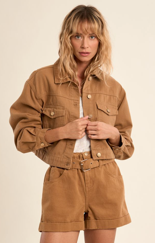 Molly Bracken Short Denim Jacket Camel
