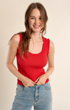 Molly Bracken Ruffle Tank Red