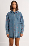 Molly Bracken Oversized Embroidered Heart Shirt Denim