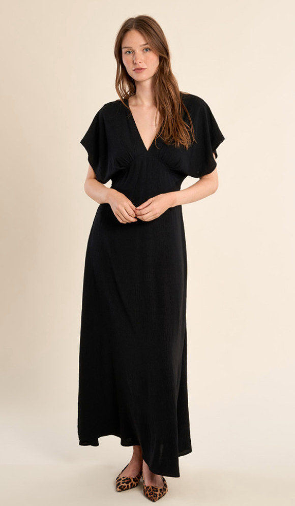 Molly Bracken V Neck Maxi Dress Black