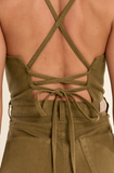 Molly Bracken Tie Back Denim Dress Khaki