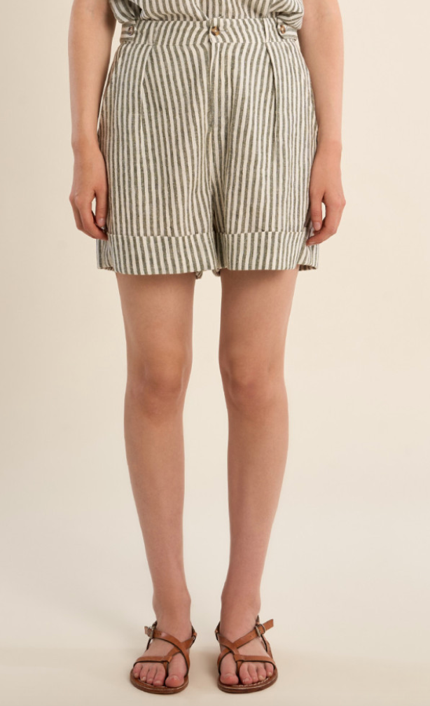 Molly Bracken Stripe Cotton Short Khaki