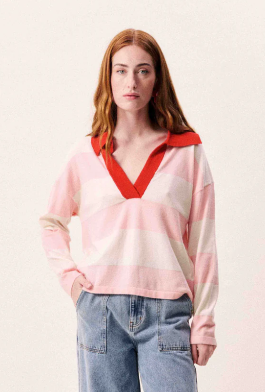 FRNCH Hydralis Polo Sweater Rose