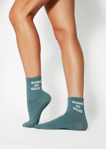 Pilates University Burns So Good Grip Socks Blue