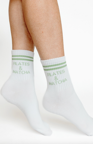 Pilates University Matcha Grip Socks White