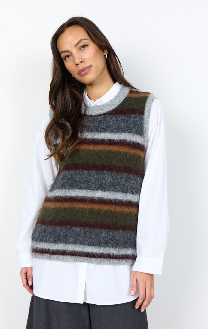 Soyaconcept Hadil Stripe Vest Forest Night