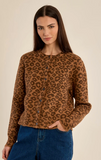 Molly Bracken Button Cardigan Camel Leopard
