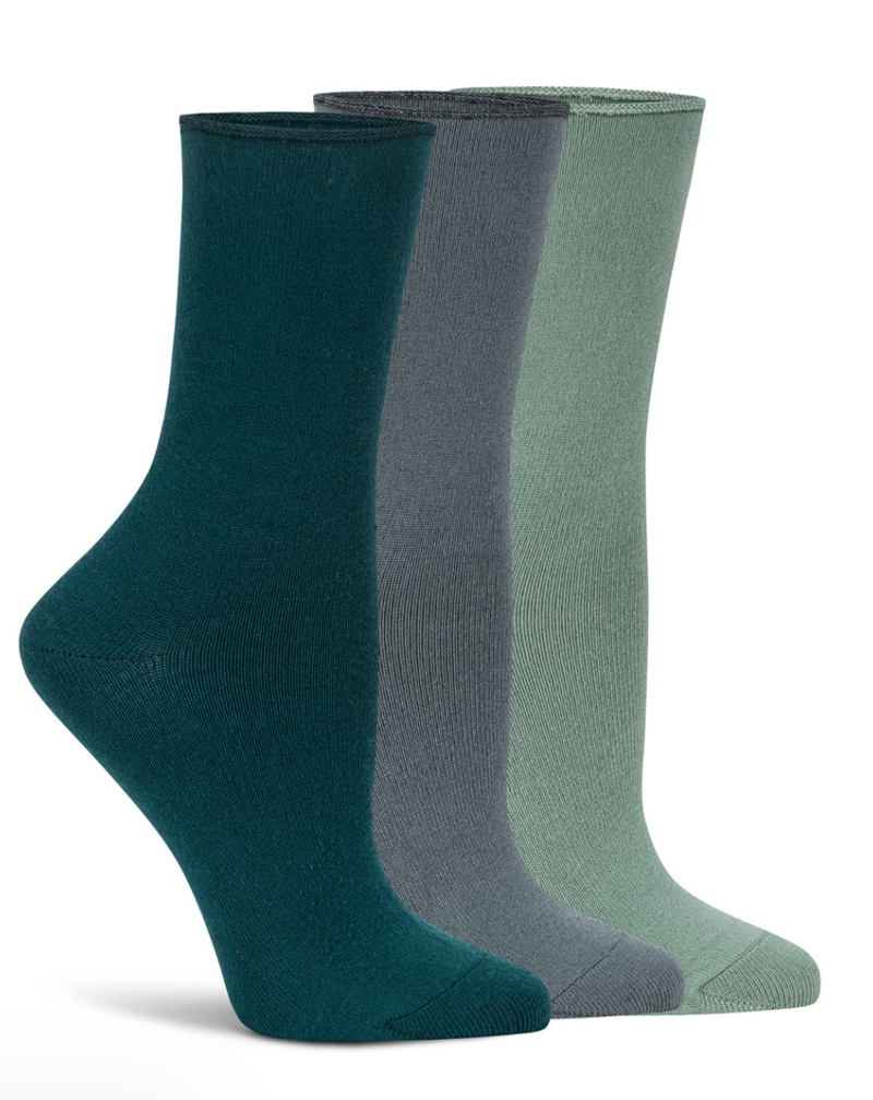 Lemon Powder Soft Crew Socks Grey Green