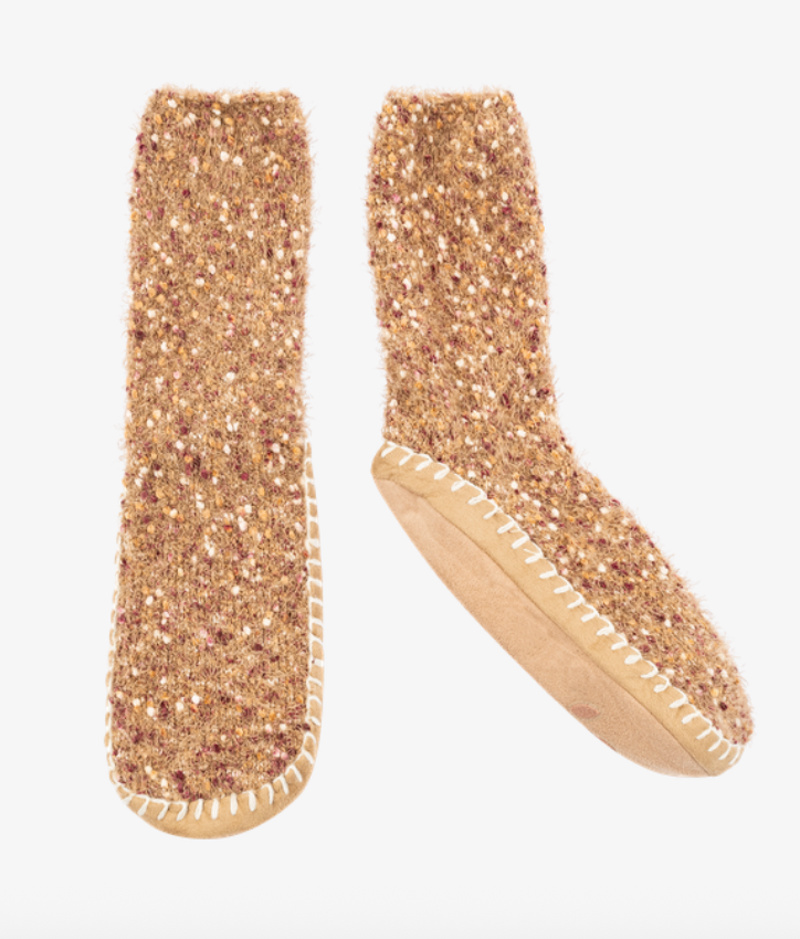 Lemon Frosted Nep Slipper Socks Cream Red