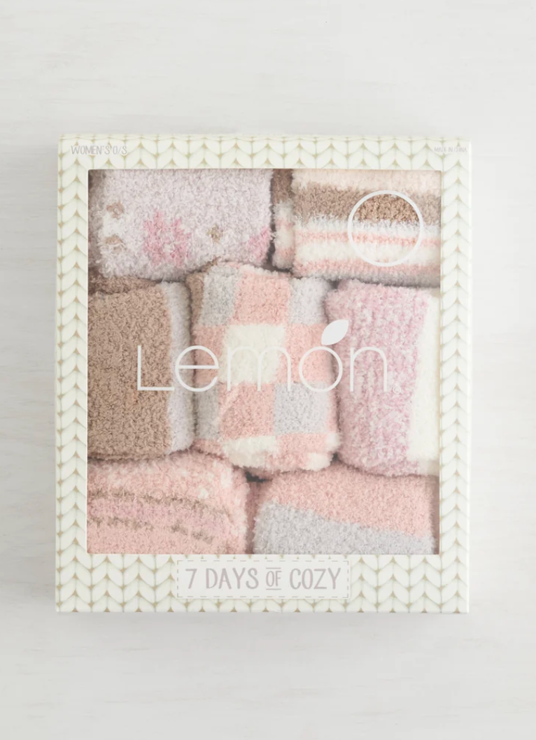 Lemon 7 Days Of Cozy Socks Pink