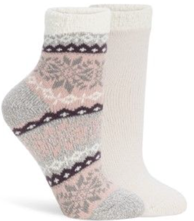 Lemon 2pk Snow Day Low Cut Socks Brown