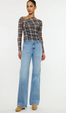 KanCan Violet High Rise Straight Bootcut Pant Med Wash