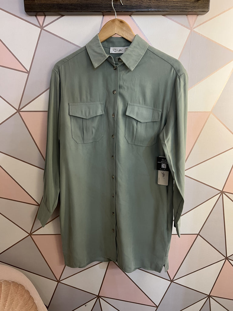 RD Style Penelope Cargo Shirt Dress Lilly Pad