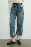 Aaron & Amber Barrel Pant With Tie Waist Med Wash