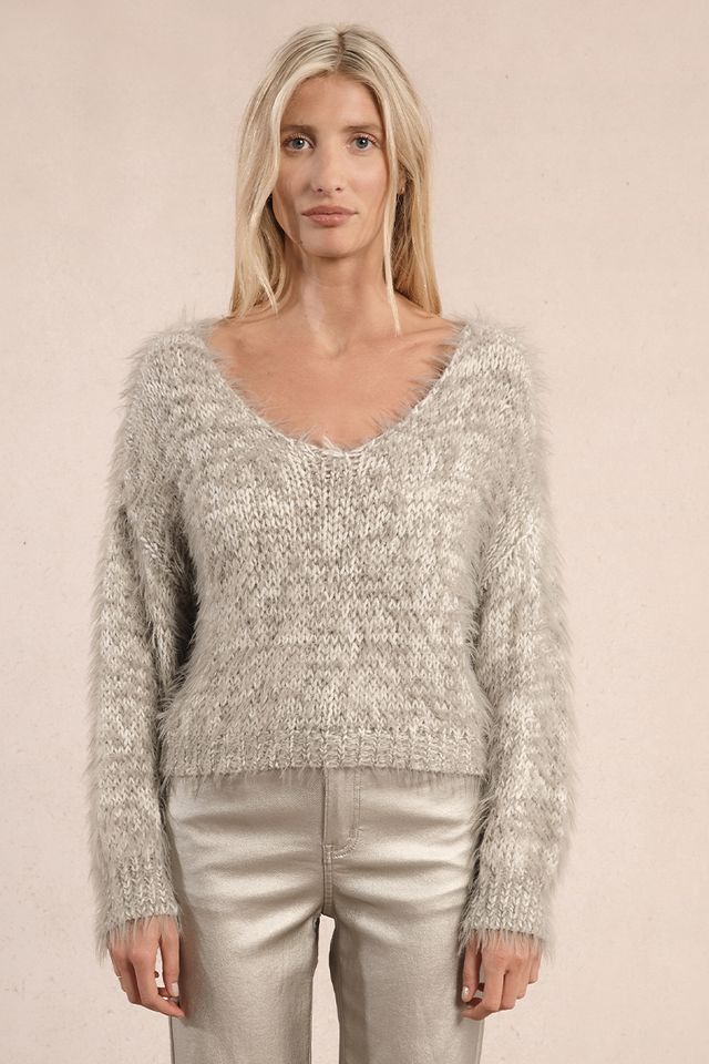 Molly Bracken Kelsey Fuzzy Pullover Silver