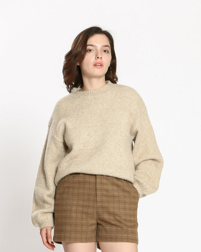 See U Soon Plain Pullover Sweater Beige