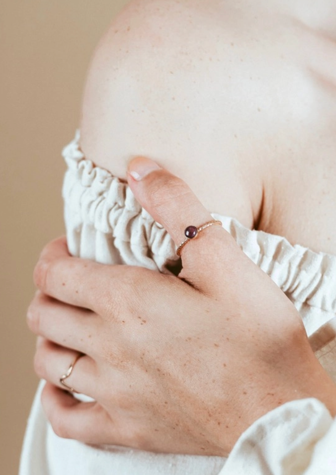 Devi Arts Simple Gold Fill Gem Ring Amethyst