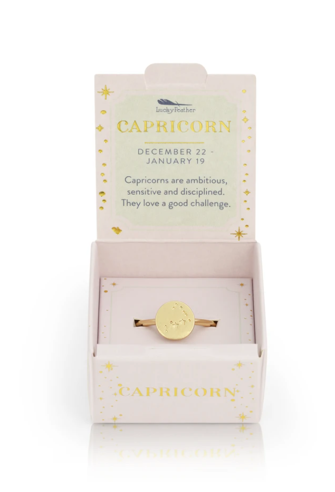Lucky Feather Capricorn Ring