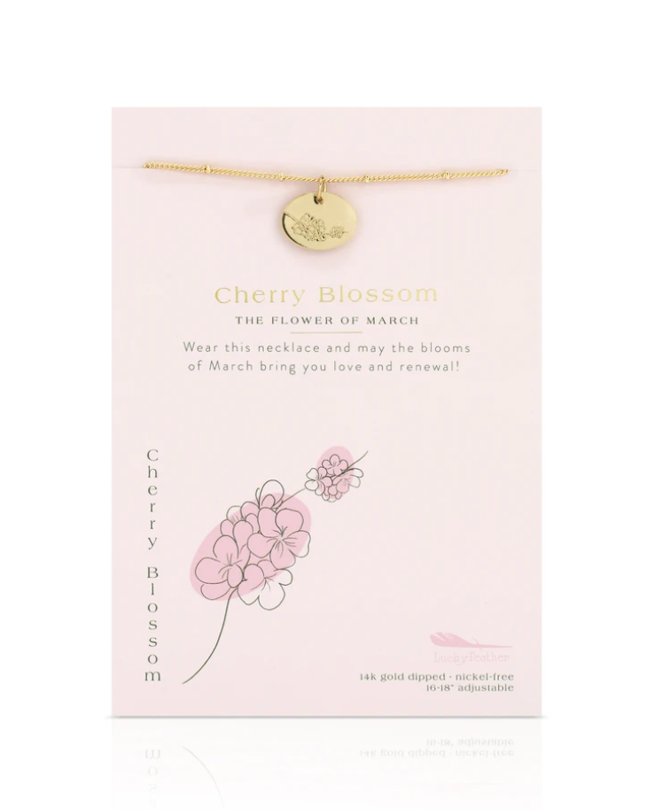 Lucky Feather March Birth Flower Necklace