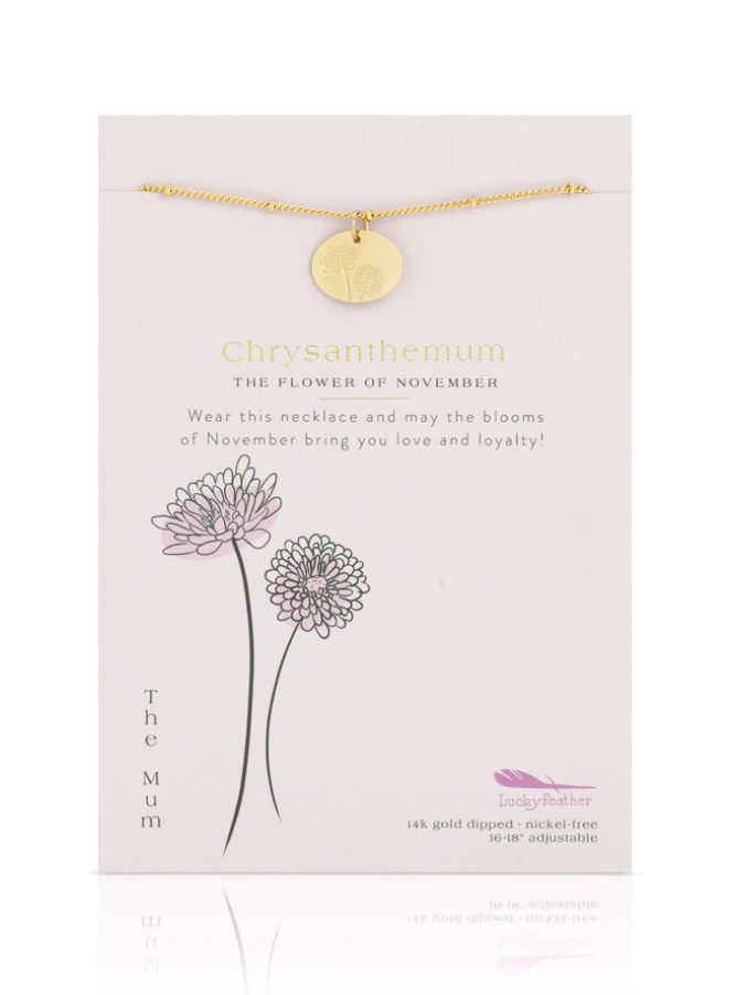 Lucky Feather November Birth Flower Necklace