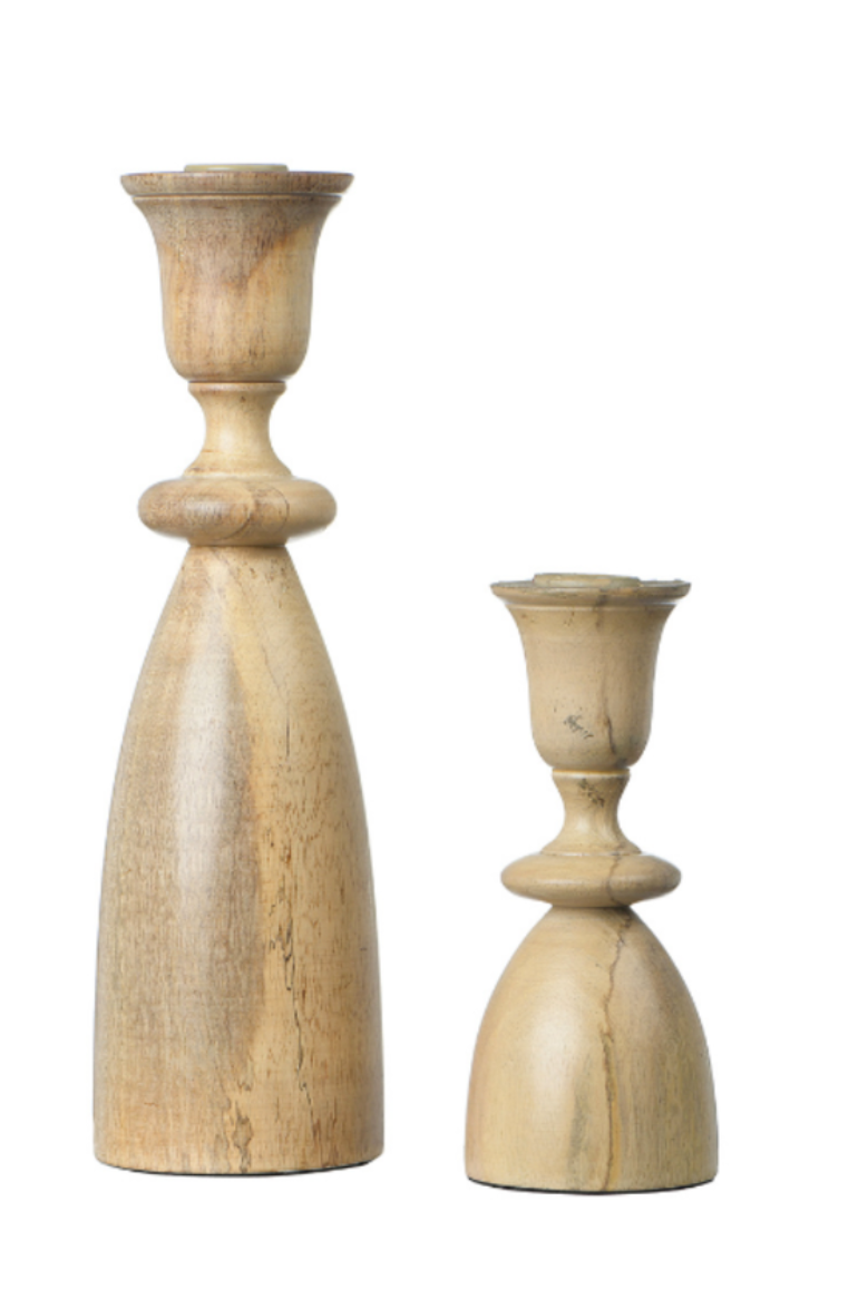 Creative Co Op Wood Taper Holder Set Of 2