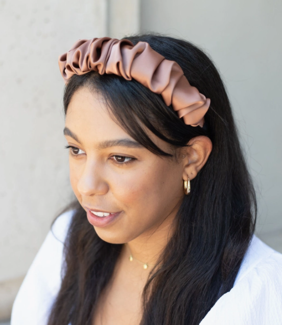 Femme Faire Cocoa Satin Ruched Headband