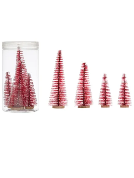 Creative Co Op Red Bottle Brush Tree Set