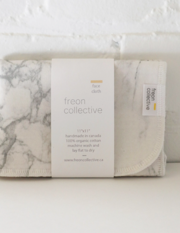 Freon Collective Grey Marble Organic Cotton Face Cloth