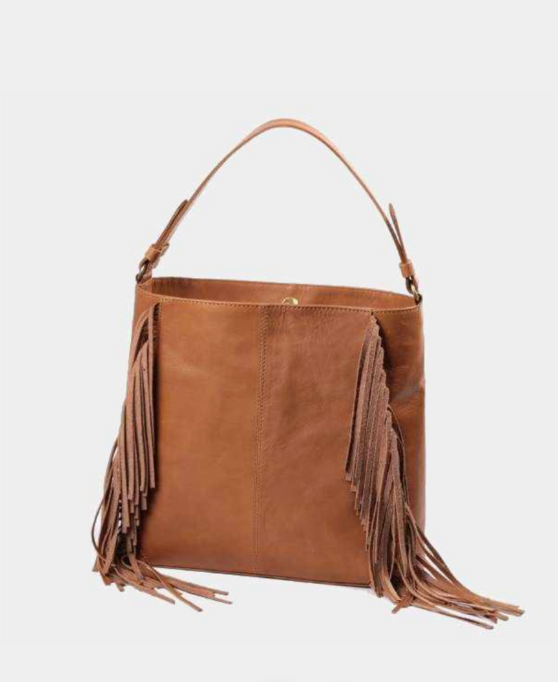 Risa Chloe Fringe Bag Tan