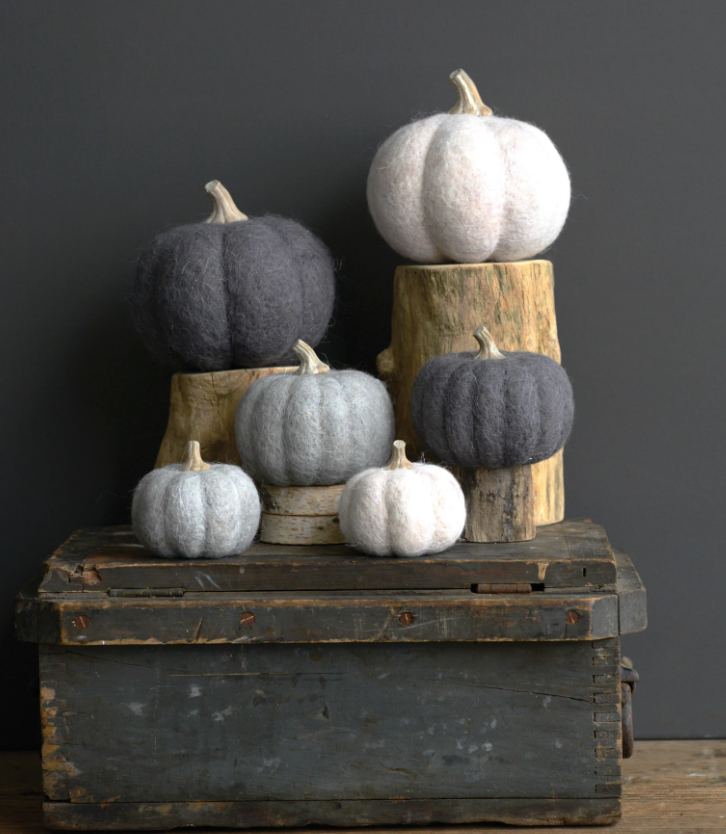 Creative Co Op Medium Grey Felt Pumpkin