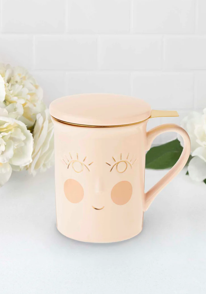 Pinky Up Annette Tea Mug & Infuser Cute Face