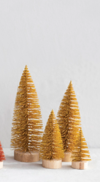Creative Co Op Set Of 4 Gold Bottle Brush Trees