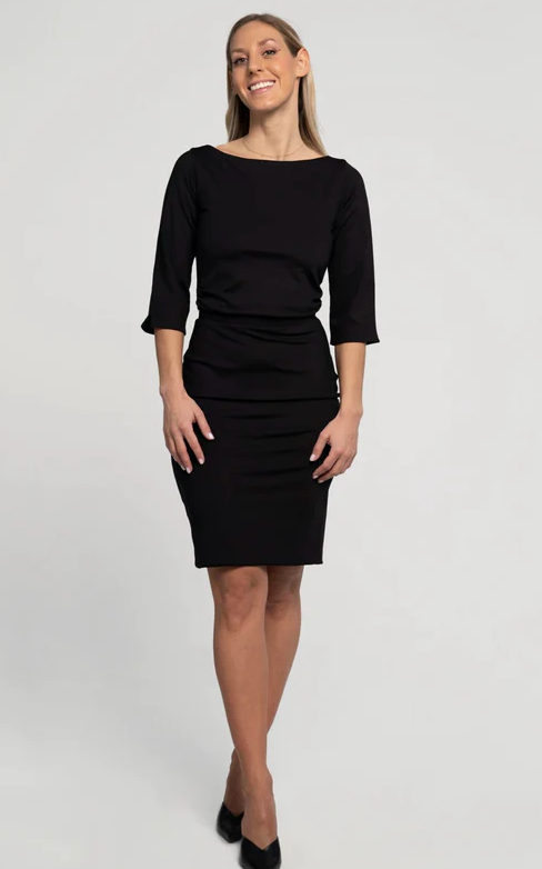 Black Table Boatneck Dress Black