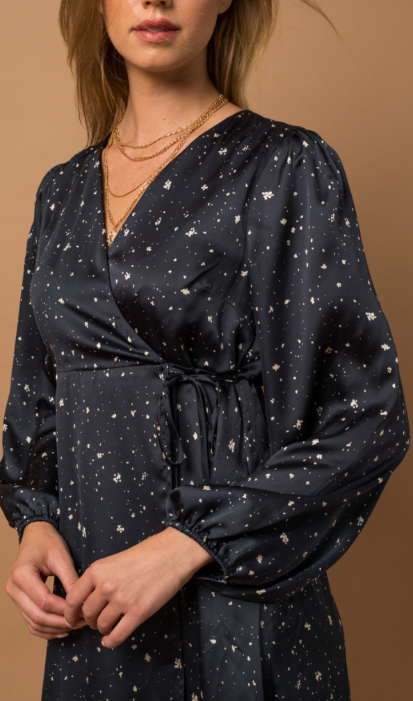 Gilli Print Wrap Dress Navy Abstract