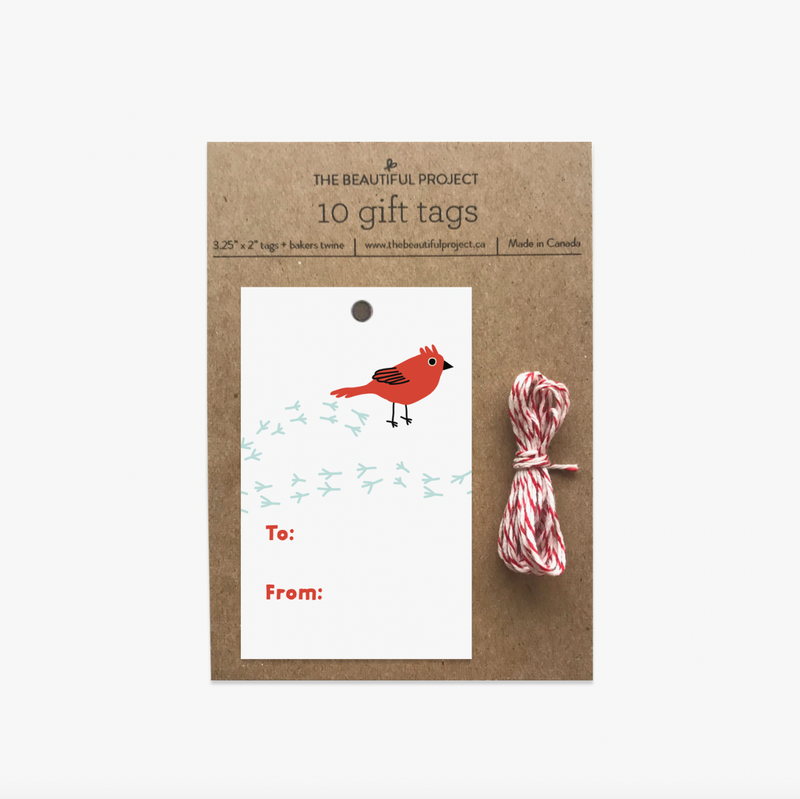 The Beautiful Project Cardinal Bird Tracks Gift Tags