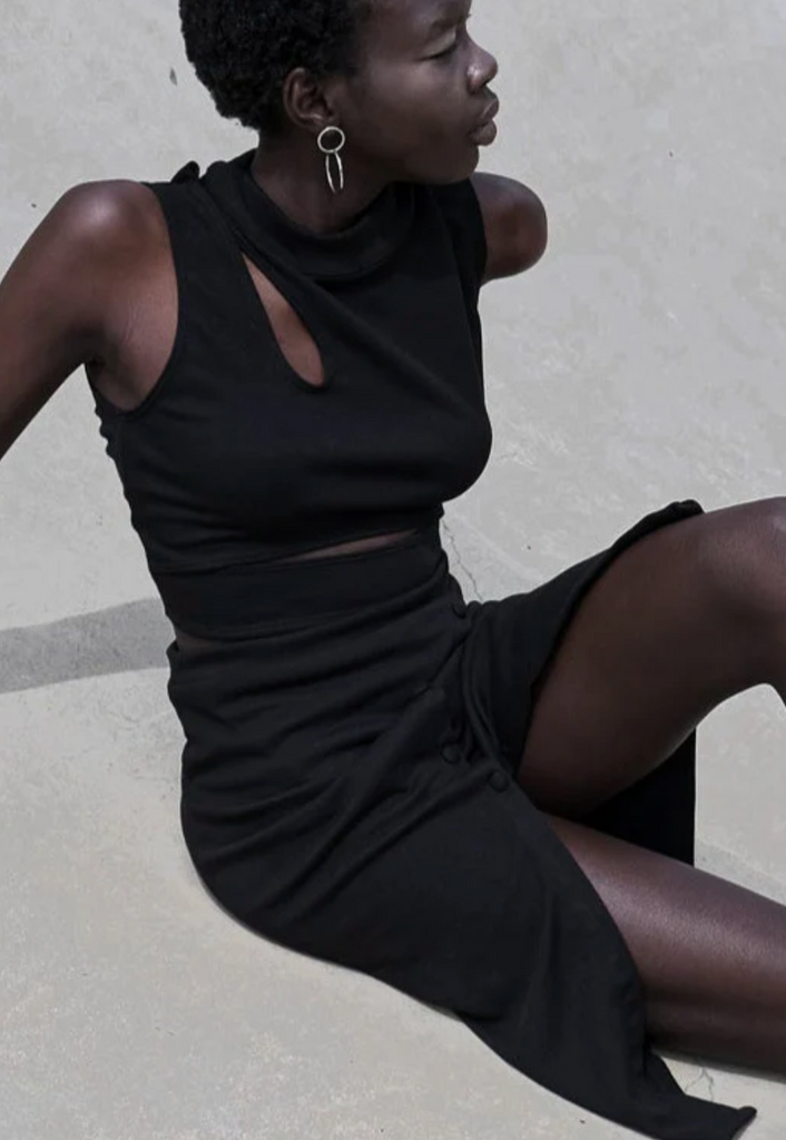 The Trend Asymmetric Knit Skirt Black