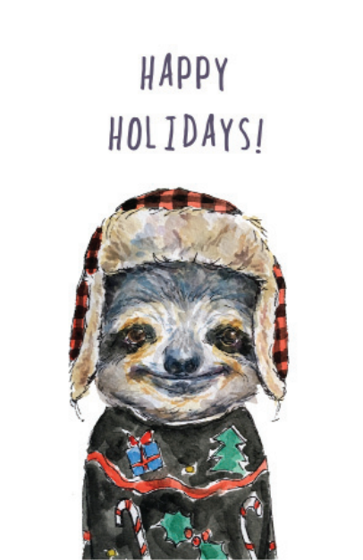 Gloria Ho Sloth Holiday Card