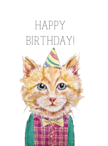 Gloria Ho Orange Cat Birthday Card