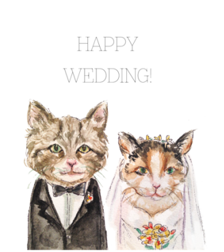 Gloria Ho Cat Wedding Card