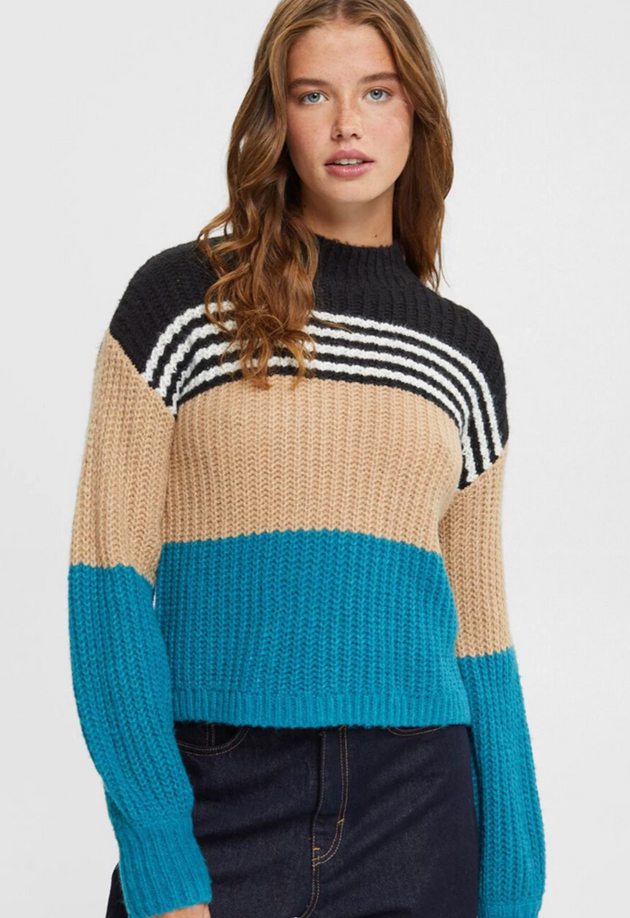 Esprit Colour Block Sweater Teal