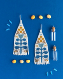 Abell Designs Blue & Mustard Folk Flower Earrings