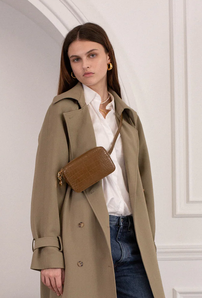 Ela Micro Belt Bag Chestnut Croc